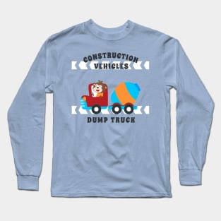 Vector illustration of contruction vehicle with cute litle animal driver. Long Sleeve T-Shirt